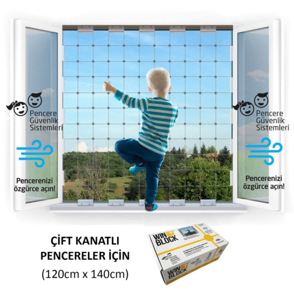 ÇİFT KANAT PENCERE - WINBLOCK Çocuklar için Pencere Çelik Güvenlik Ağı – Yeni Nesil Pencere Korkuluk sistemi