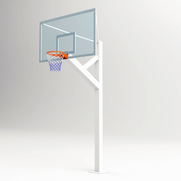 Basketbol Potası Tek Direk Profil 15 mm Cam (Ak)