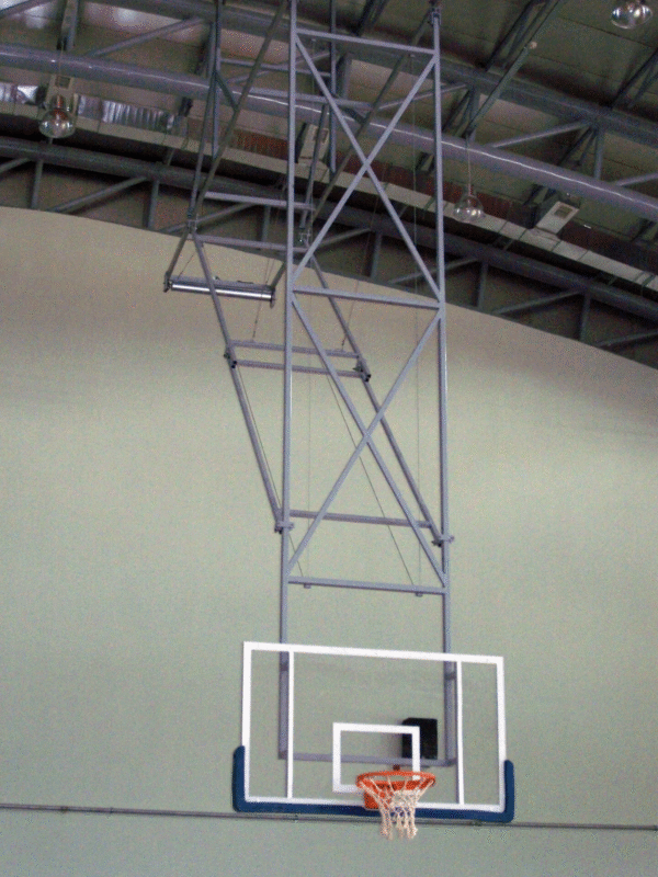 Basketbol Potası Tavana Montaj Elektrik Tüp Motorlu 20mm Cam (Ak) Panya 105 x 180 cm