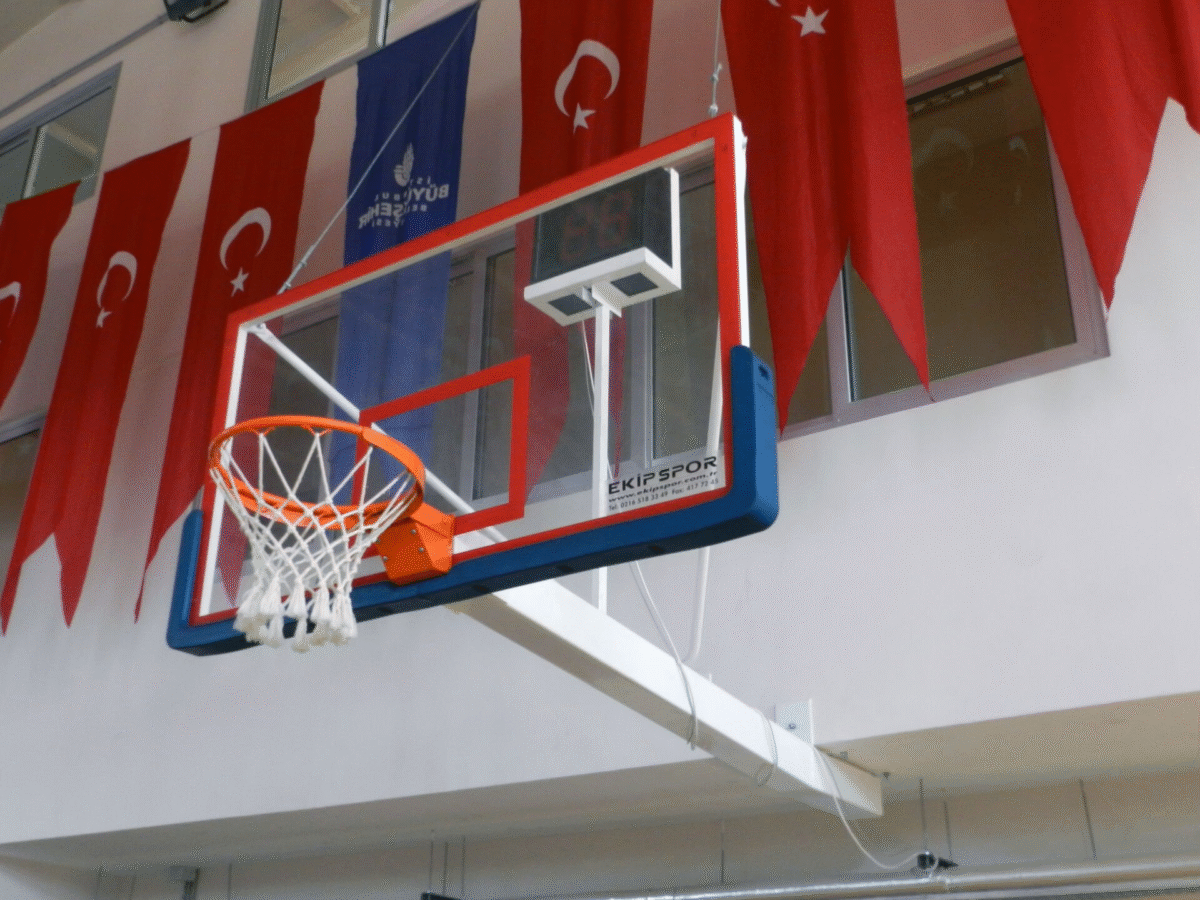 Basketbol Potası Duvara Montaj Sabit 20 mm Cam (Ak) Panya 105 x 180 cm - Görsel 1