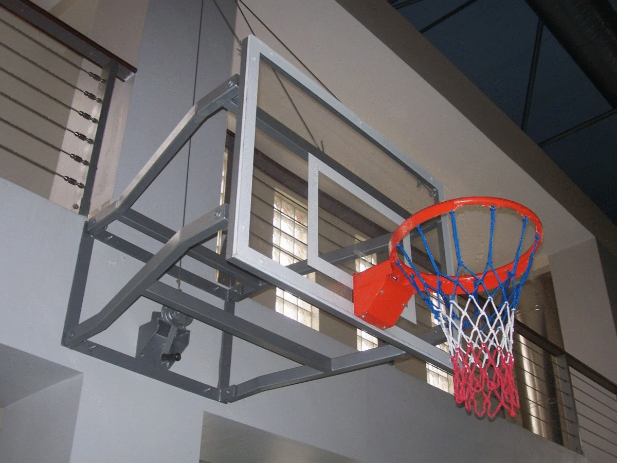Basketbol Potası Duvara Montaj Antreman 15 mm Cam (Ak) Panya 90 x 120 cm Yükseklik Ayarlı - Görsel 1