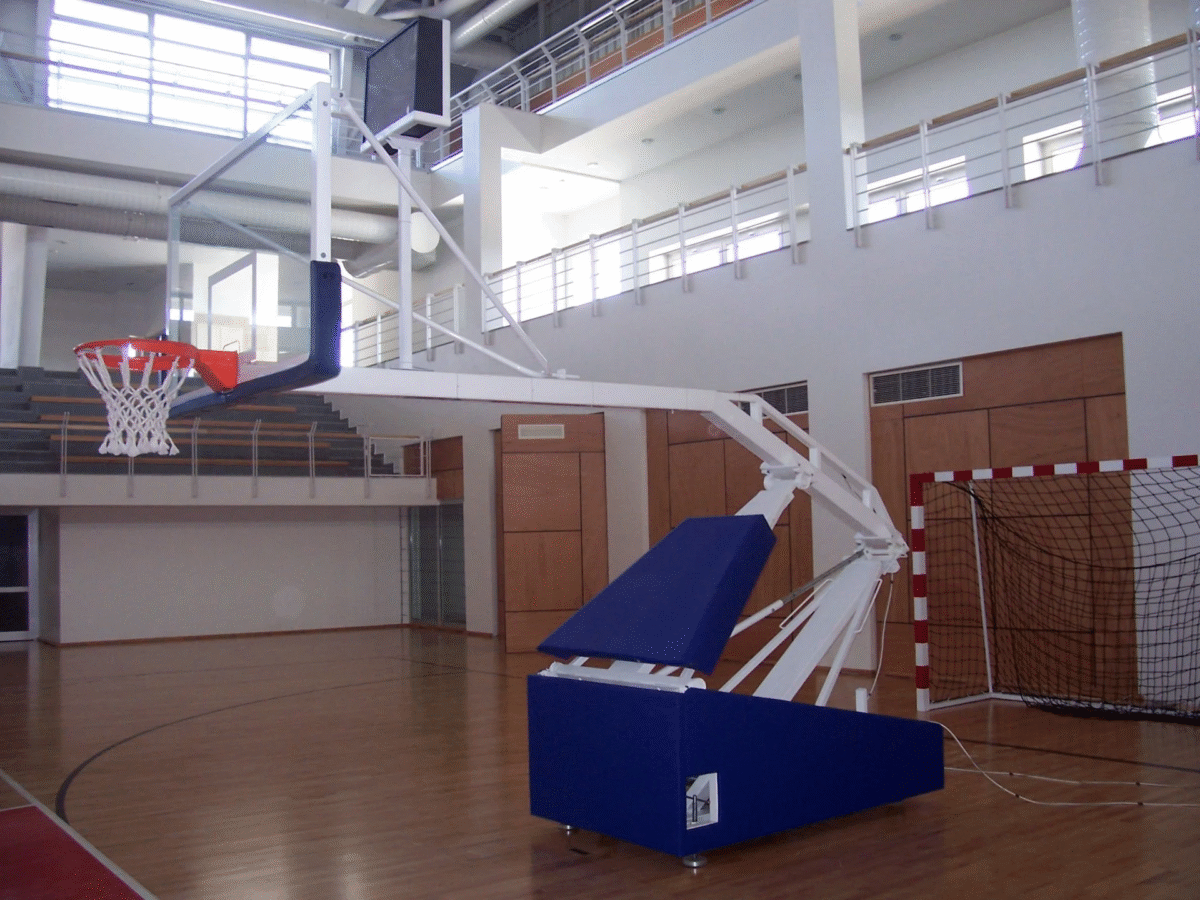 Basketbol Potası Standart Modeli NBA.Tip Portatif Katlanabilir 15 mm. Cam Panya Hidrolik Çemberli 245 cm Projeksiyonlu - Görsel 1