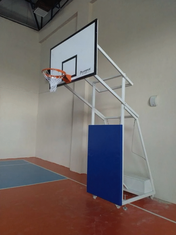 Basketbol Potası 4 Direk Tekerlekli,Ağırlıklı,Seyyar Fiber Panya 105 x 180 cm Ön Tarafı Çarpmalara Karşı Koruyuculu