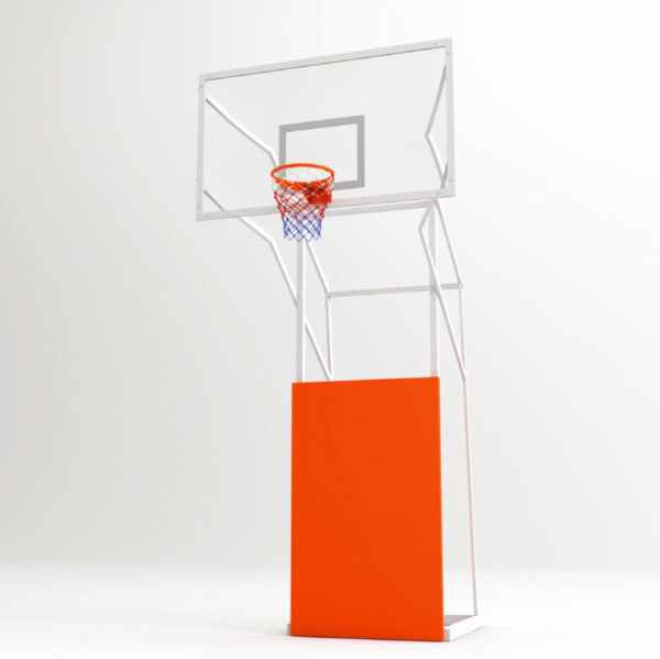 Basketbol Potası 4 Direk Tekerlekli,Ağırlıklı,Seyyar 10 mm Cam (Ak) Panya 105x180 cm Ön Tarafı Çarpmalara Karşı Koruyuculu
